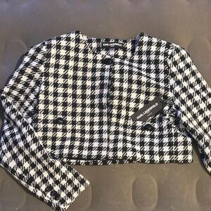 Karl Lagerfeld Black and White Houndstooth Blazer